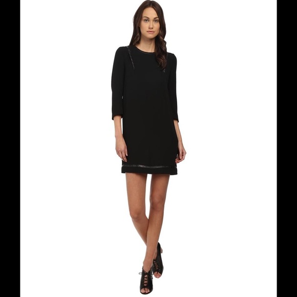 The Kooples Sport Black Shift Dress Leather - Picture 9 of 9